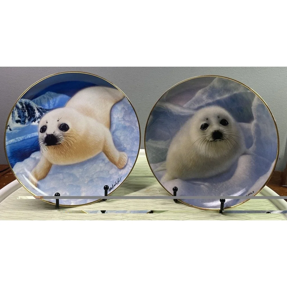The Franklin Mint Fine Porcelain Snow Pup Limited Edition 2 Plates‎ By Wepplo 8